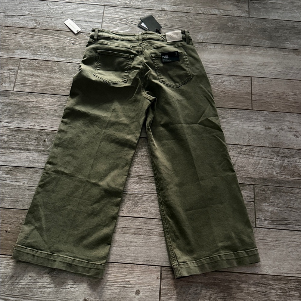 Anthropologie Paige Anessa ankle Wide Leg Olive Green Wide-Leg Pants - Picture 5 of 6